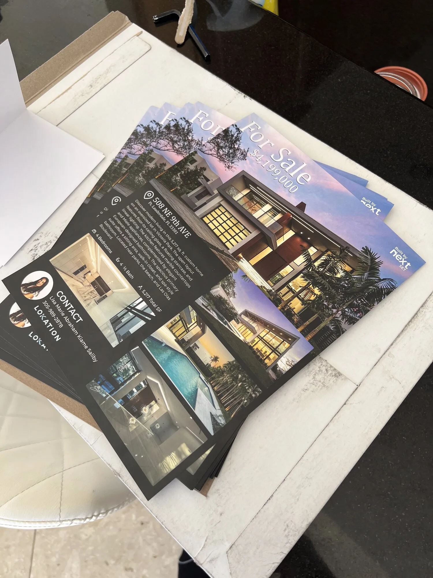 Printed flyers on the table